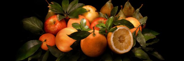 Liście, Pomarańcze, Jabłka, Gruszki
, Owoce cytrusowe