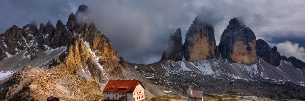 Dom, Dolomity, Mgła, Chmury, Góry Tre Cime di Lavaredo, Włochy