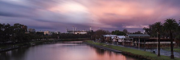 Melbourne, Zachód Słońca, Rzeka Yarra, Australia
