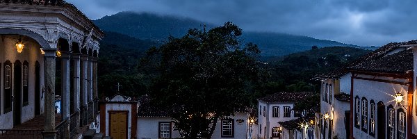 Stan Minas Gerais, Noc, Miasteczko Tiradentes Domy, Brazylia