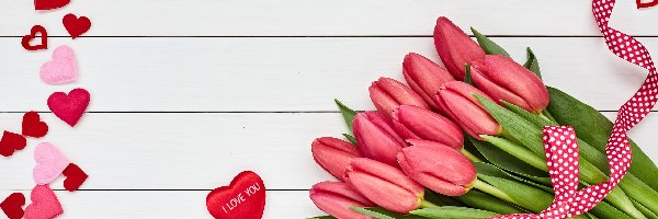 Miłość, Serduszka, Tulipany, Walentynki