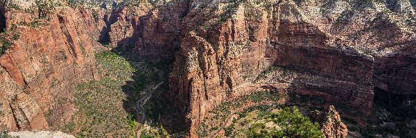 Park Narodowy Zion, Formacja skalna Angels Landing, Stany Zjednoczone, Stan Utah, Podest Aniołów, Góry, Skały, Kanion