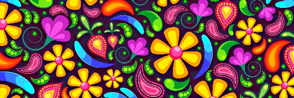 Kwiaty, Grafika 2D, Liście, Kolorowe