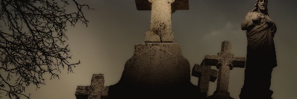 Kamienne, Chrystus, Krzyże, Cmentarz