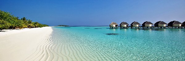Roślinność, Hotelowe, Plaża, Malediwy, Domki, Atol