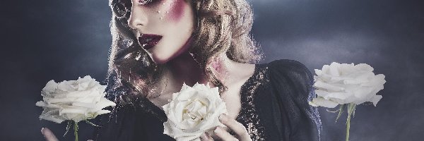 Makijaż, Róże, Białe