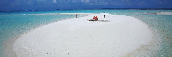 Plaża, Malediwy, Kobieta, Ocean