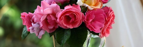 Bukiet, Wazon, Róż, Kwiaty