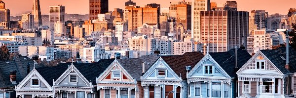 San Francisco, Panorama, Miasta, Kalifornia, Wieżowce, Domy