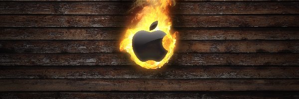 Logo, Deski, Płomienie, Apple