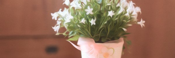 Doniczka, Kwiaty, Białe