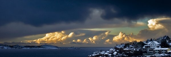 Morze, Domy, Wyspa, Norwegia