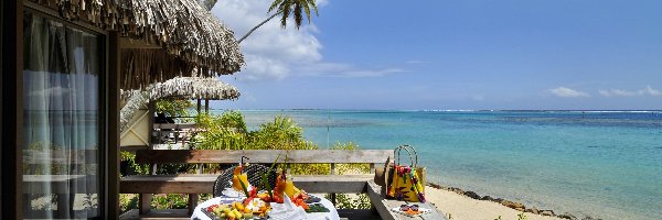 Ocean, Śniadanie, Plaża, Tahiti, Taras, Hotelowy