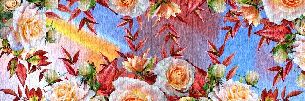Róże, Grafika 2D, Pąki, Kwiaty