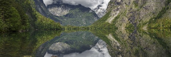 Bawaria, Kamienie, Park Narodowy Berchtesgaden, Niemcy, Góry Alpy, Jezioro Obersee