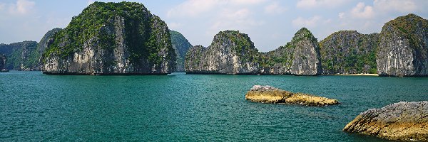 Zatoka Lan Ha Bay, Roślinność, Skały, Wietnam, Cat Ba