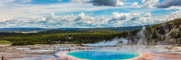 Park Narodowy Yellowstone, Grand Prismatic Spring, Jezioro, Stany Zjednoczone, Źródła, Gorące