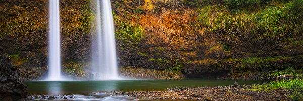 Kauai, Roślinność, Rzeka, Hawaje, Skała, Wodospad Wailua Falls