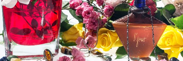 Kwiaty, Perfumy, Róże, Biżuteria
