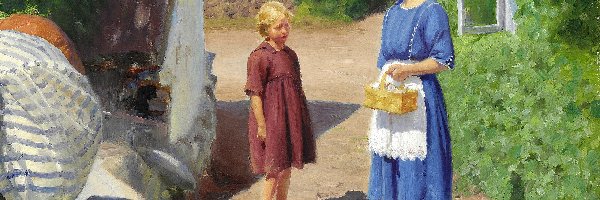 Hans Andersen Bradekilde, Kobieta, Dziewczynka, Córka, Matka, Obraz, Malarstwo