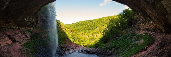 Jaskinia, Wodospad Kaaterskill Falls, Skała, Stany Zjednoczone, Nowy Jork