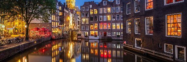 Kanał, Holandia, Amsterdam, Domy