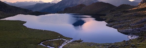 Góry, Promienie słońca, Pireneje, Jezioro