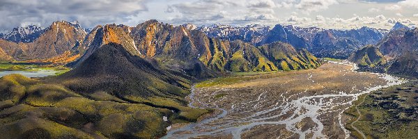 Dolina, Rzeka, Islandia, Torfajokull, Rozlewiska, Kompleks, Wulkaniczny, Góry