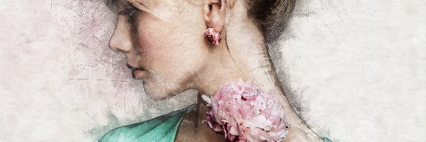 Kobieta, Kwiat, Profil, Grafika