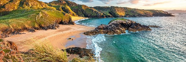 Donegal, The Murder Hole Beach, Wybrzeże, Irlandia, Plaża, Morze