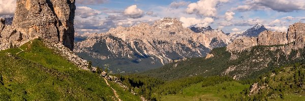 Cinque Torri, Dolomity, Włochy, Szlak, Skały, Szczyt, Torre Grande, Góry