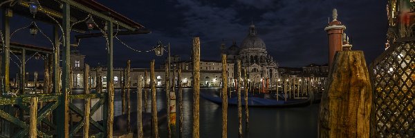 Włochy, Bazylika, Wenecja, Noc, Santa Maria della Salute