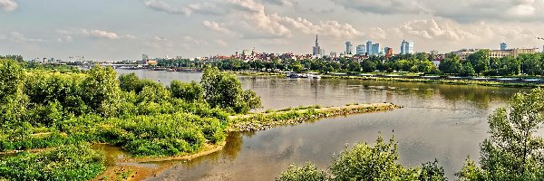 Panorama, Rzeka, Warszawa, Polska, Wisła