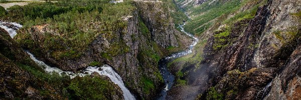 Region Hordaland, Skały, Wodospad Voringsfossen, Norwegia, Rzeka, Góry