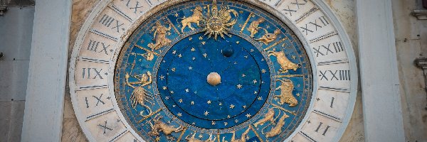Tarcza, Wieża zegarowa, Zegar astronomiczny, Włochy, Wenecja