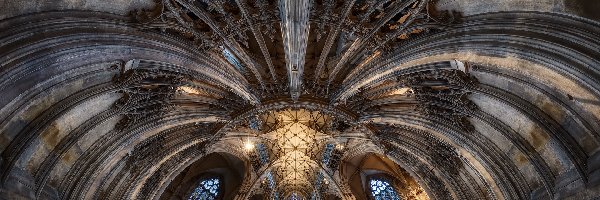 Anglia, Katedra York Minster, Sklepienie, Kościół, Wnętrze, York, Panorama sferyczna