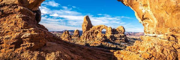 Skały, Utah, Skalne, Łuki, Park Narodowy Arches, Formacja skalna, Turret Arch, Stany Zjednoczone