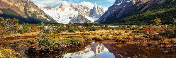 Cerro Torre, Szczyt, Góry, Śnieg, Jezioro, Argentyna, Patagonia, Andy, Park Narodowy Los Glaciares