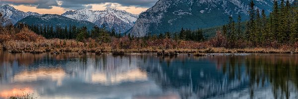 Chmury, Góry, Kanada, Vermilion Lakes, Góra, Mount Rundle, Jezioro, Park Narodowy Banff, Canadian Rockies, Alberta
