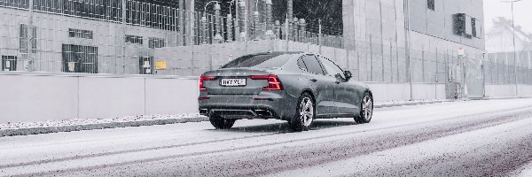 Ulica, Śnieg, Zima, Volvo