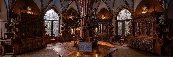 Wnętrze, Zamek Marienburg, Biblioteka, Niemcy, Dolna Saksonia