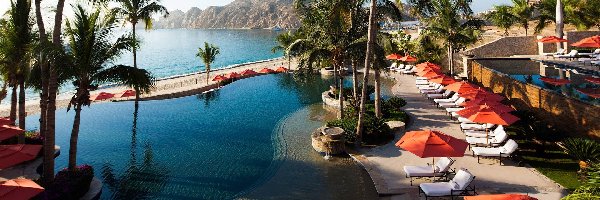 Wakacje, Morze, Hotel, Góry, Meksyk, Basen Palmy, Parasolki, Cabo San Lucas, Leżaki, Ocean Spokojny, Hacienda Beach Club Residences