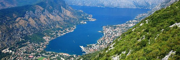 Morze Adriatyckie, Miasto, Kotor, Czarnogóra, Zatoka Kotorska, Góry