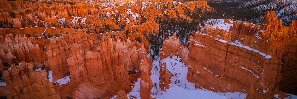 Zima, Park Narodowy Bryce Canyon, Skały, Stany Zjednoczone, Stan Utah