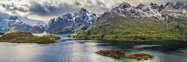 Góry, Lofoty, Morze, Norwegia, Austvagoya