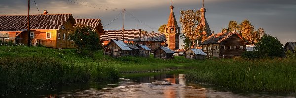 Domy, Wieś, Jezioro, Cerkiew