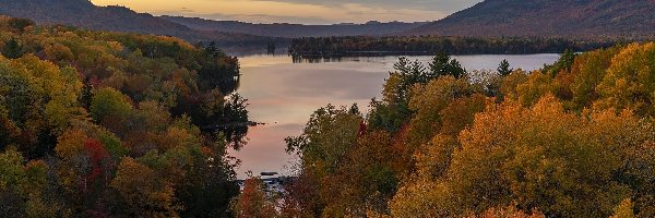 Stany Zjednoczone, Góry, Jesień, Onawa Lake, Jezioro, Maine, Drzewa