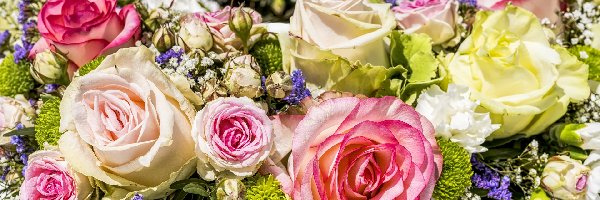 Kwiaty, Kolorowe, Róże, Bukiet, Wielobarwne
