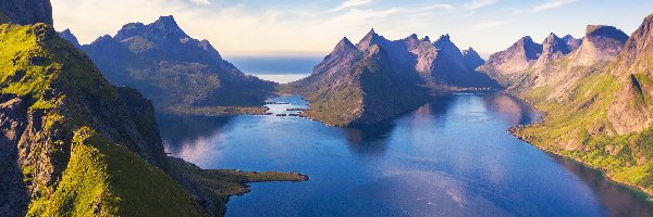 Norwegia, Fiordy, Morze, Lofoty, Góry