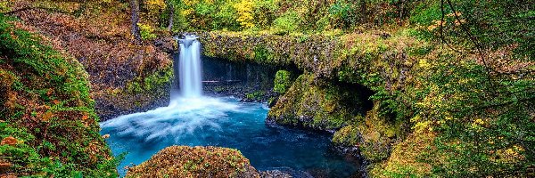 Skały, Krzewy, Columbia River Gorge, Rezerwat przyrody, Rzeka, Stany Zjednoczone, Oregon, Drzewa, Jesień